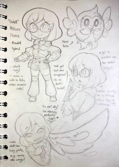 PokeHybrid AU - Hana Mokura - Character Concept Sketch PokeHybrid AU - Hana Mokura - Character Concept Sketch