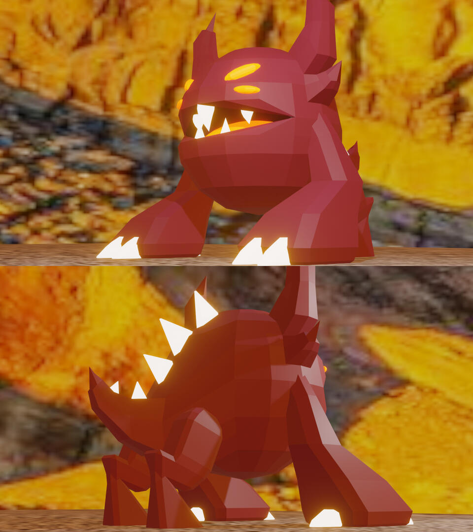 College Works - Aggressive Non-Poly Monster - 3D Model