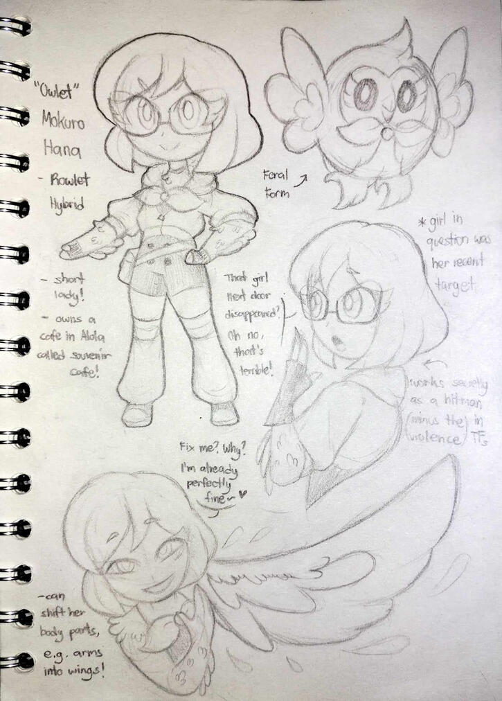 PokeHybrid AU - Hana Mokura - Character Concept Sketch