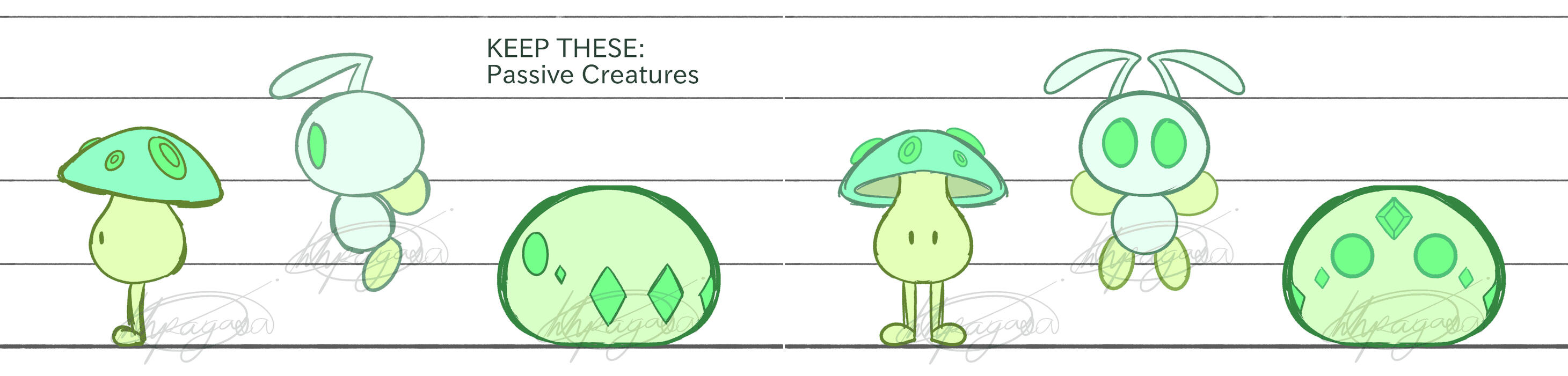 College Works - Small Passive Creatures - Front + Side Turnaround