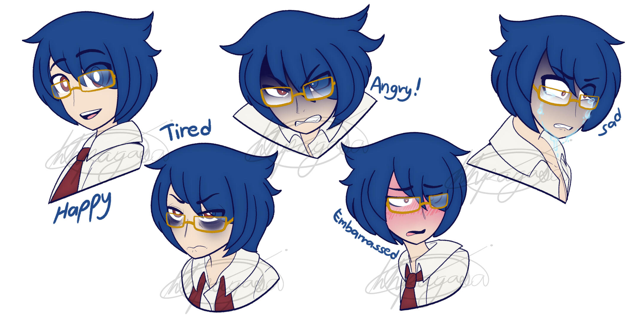 PokeHybrid AU - Rei Kamishima - Expressions